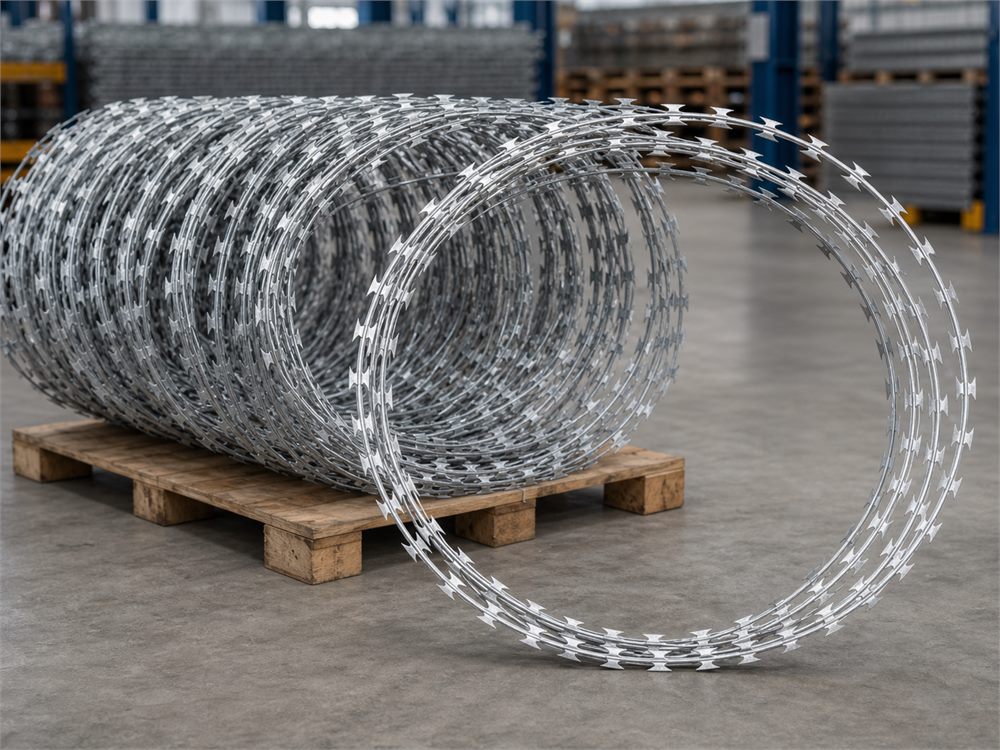Galvanized concertina razor barbed wire coils