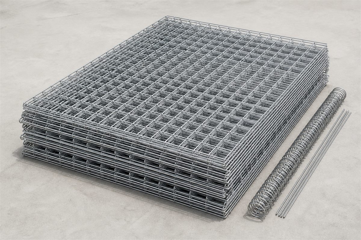 Welded gabion basket panels stacked with spiral binders
